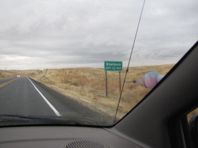 Just before the Highways 12/261 junction.  The road to Starbuck veers left.