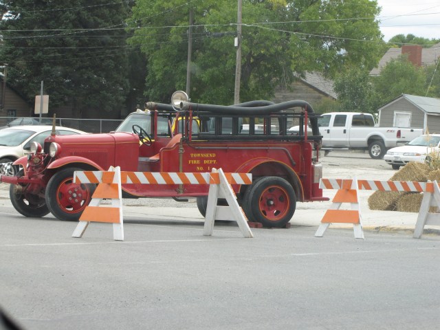 Old Fire Engine at the Full Belly Deli in Townsend, Montana