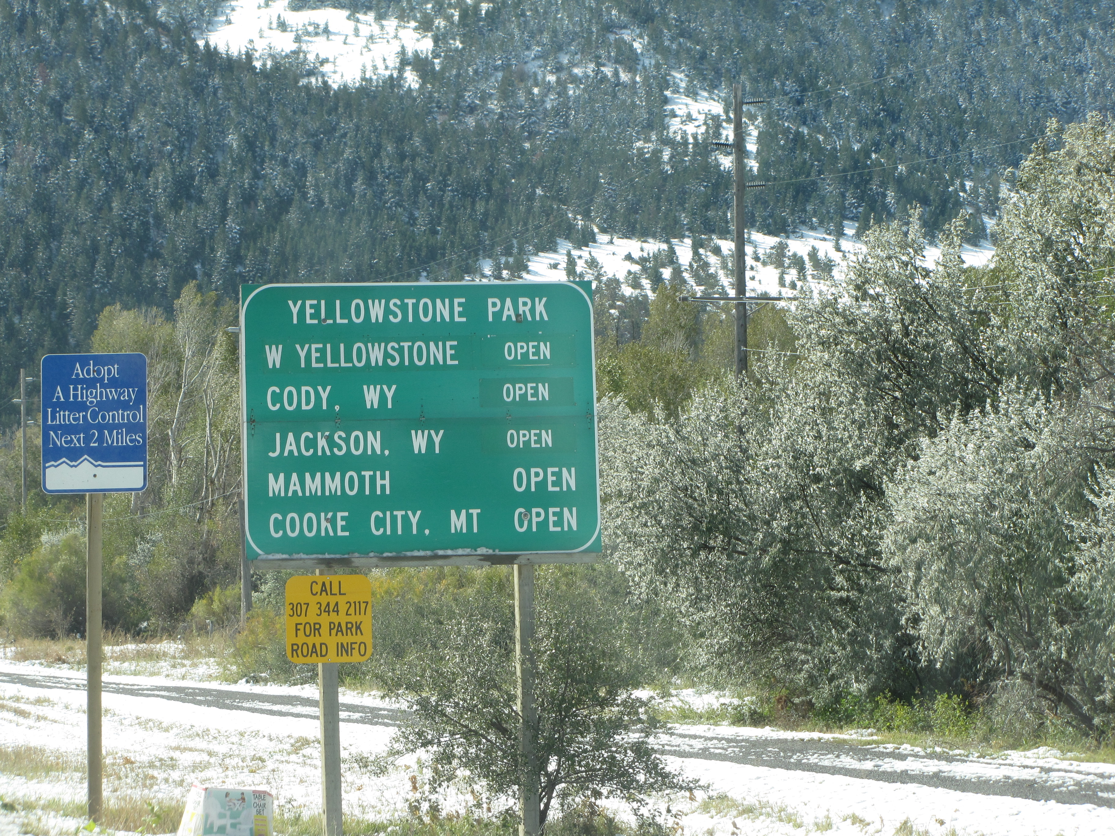 Nearing the entry for Yellowstone