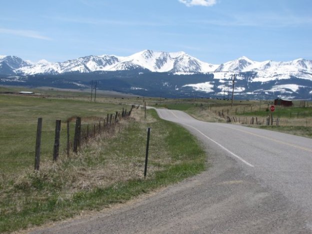 Crazy Mountains near Flathead Creek Road looking back the way we've come